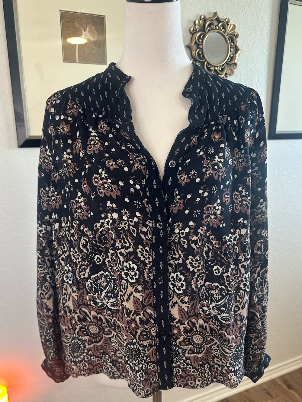 Lucky Brand Floral Peasant Blouse